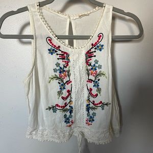 Boho Hollister Embroidered Tank Top